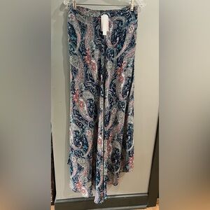 Bloomingdale's Blue and Pink Paisley A-Line Skirt